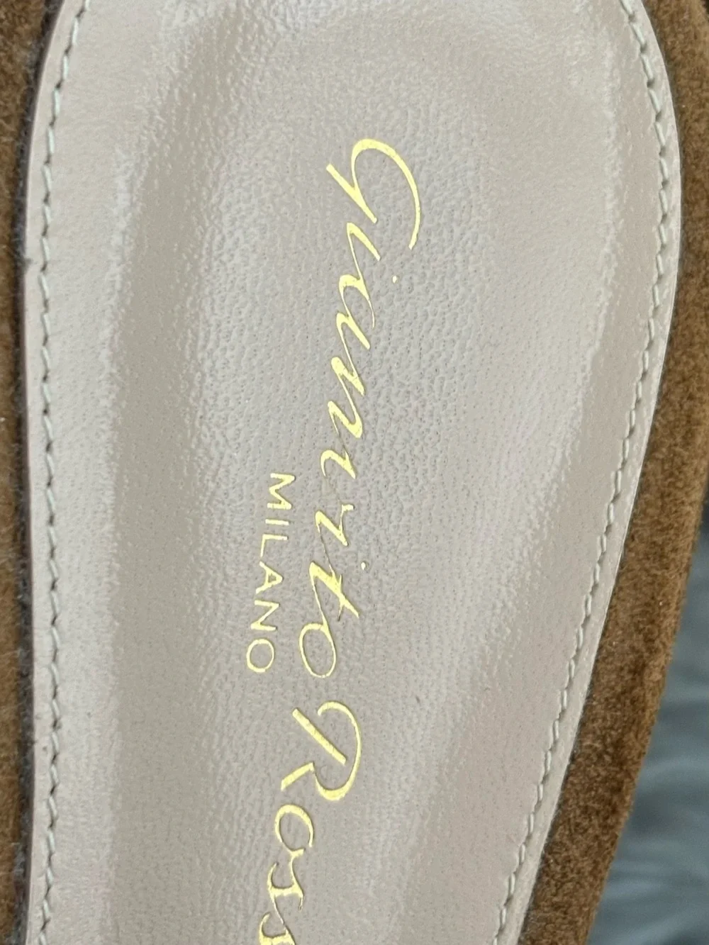 Gianvito Rossi Brown Suede Platform Mule Slides with Gold Buckle